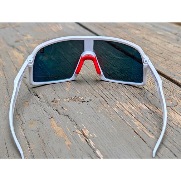 White Frame Mirrored Lens Sport Sunglasses - Picture 7 of 7